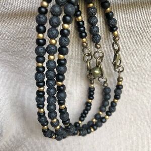 Black Lava Stone Beaded Bracelets, Set of 3